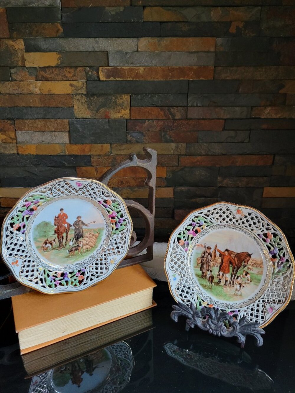 Vintage Schumann Arzberg Germany Reticulated Porcelain Decorative Plates-Set 2